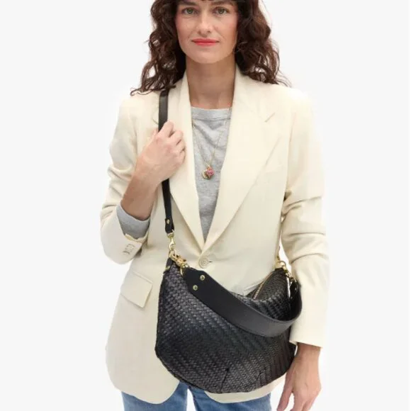 Clare V. Moyen Messenger Black Zig Zag - Picture 1 of 7